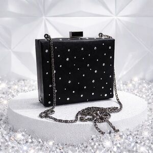 Cute rhinestone black evening bag small purse